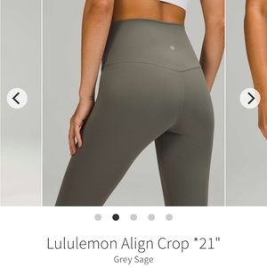 Lulu align crop 21” grey sage